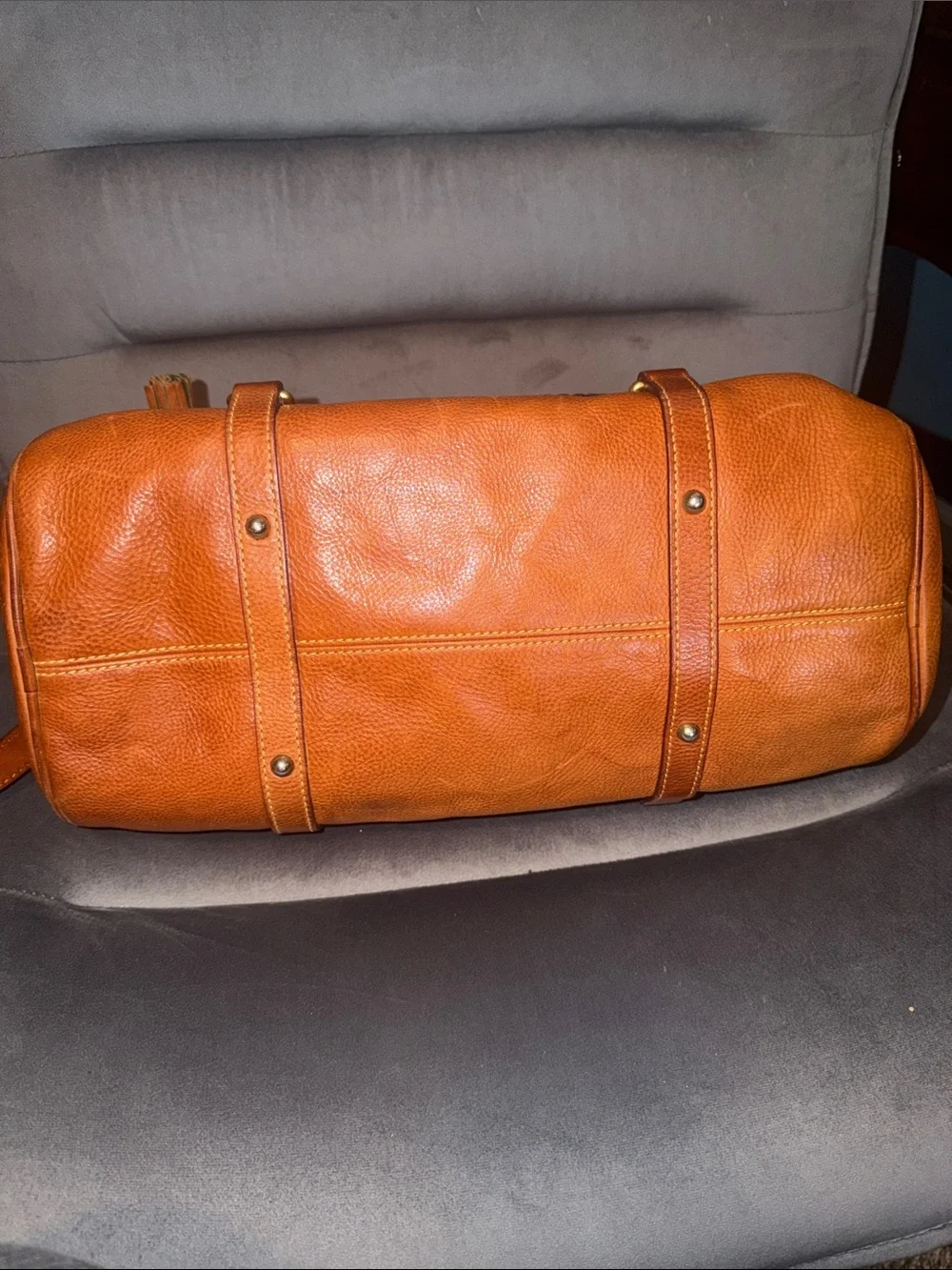 Dooney & Bourke Large Natural Florentine Satchel with crossbody strap
